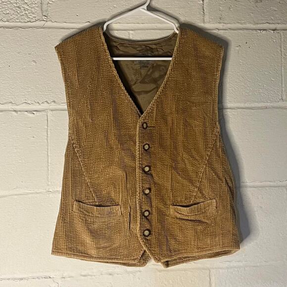Vintage khaki Vest |corduroy | Buttons |Y2k Country Western - Picture 1 of 8